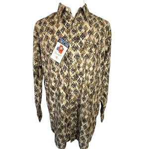 Wrangler Checotah Pearl Snap Western Shirt Mens XLT Tall Brown Southwestern New